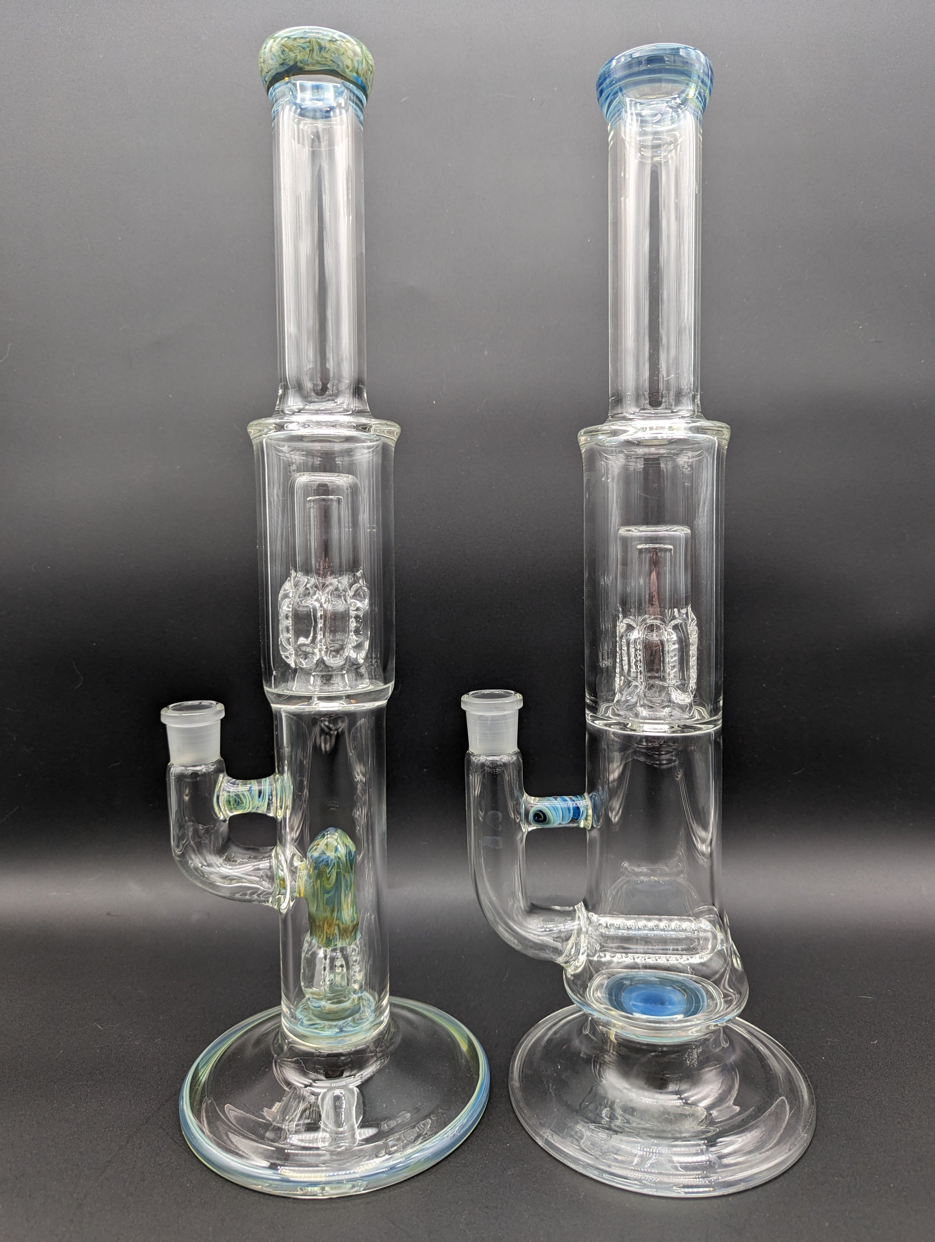 Dual Perc Straight Tube Bongs - Fire Within Glass-0